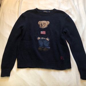 [SOLD] Polo by Ralph Lauren Polo Bear American Flag Cotton-Linen Sweater size SM